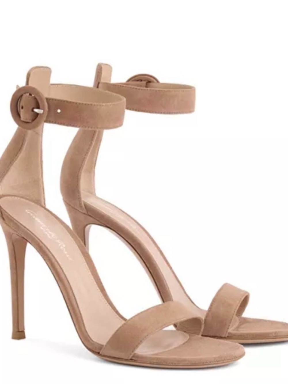Gianvito Rossi tan suede “Portofino 105” stiletto heels